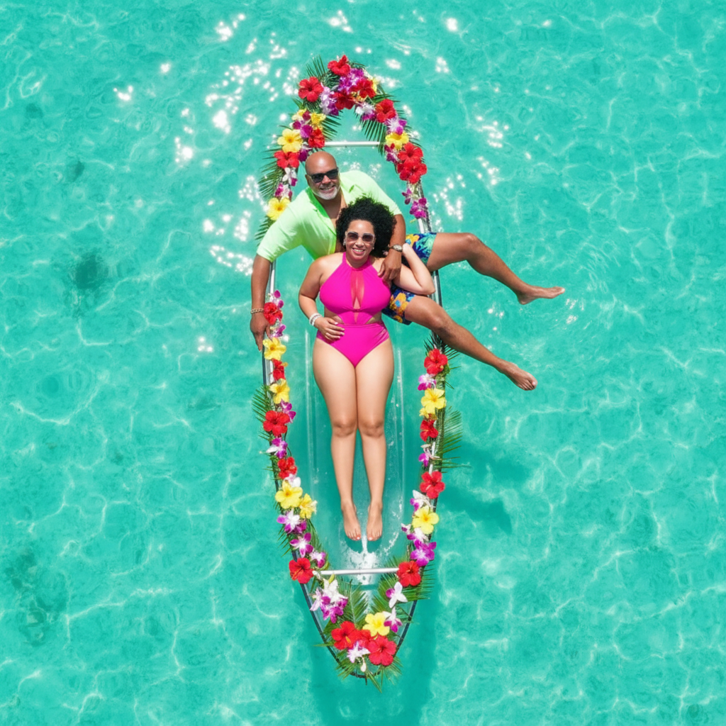 Clear Kayak Flowers Aerial