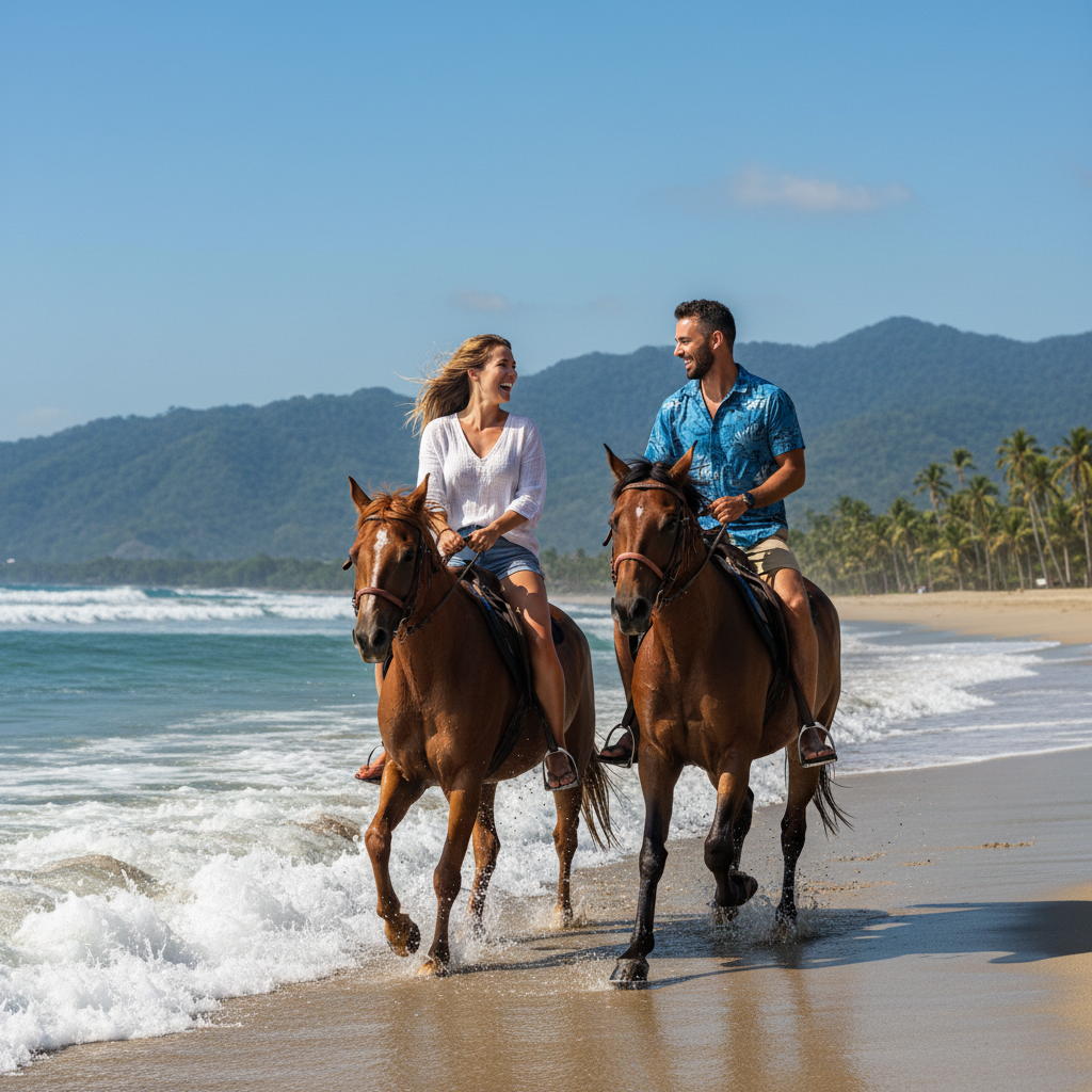 Couple Horseback Waves
